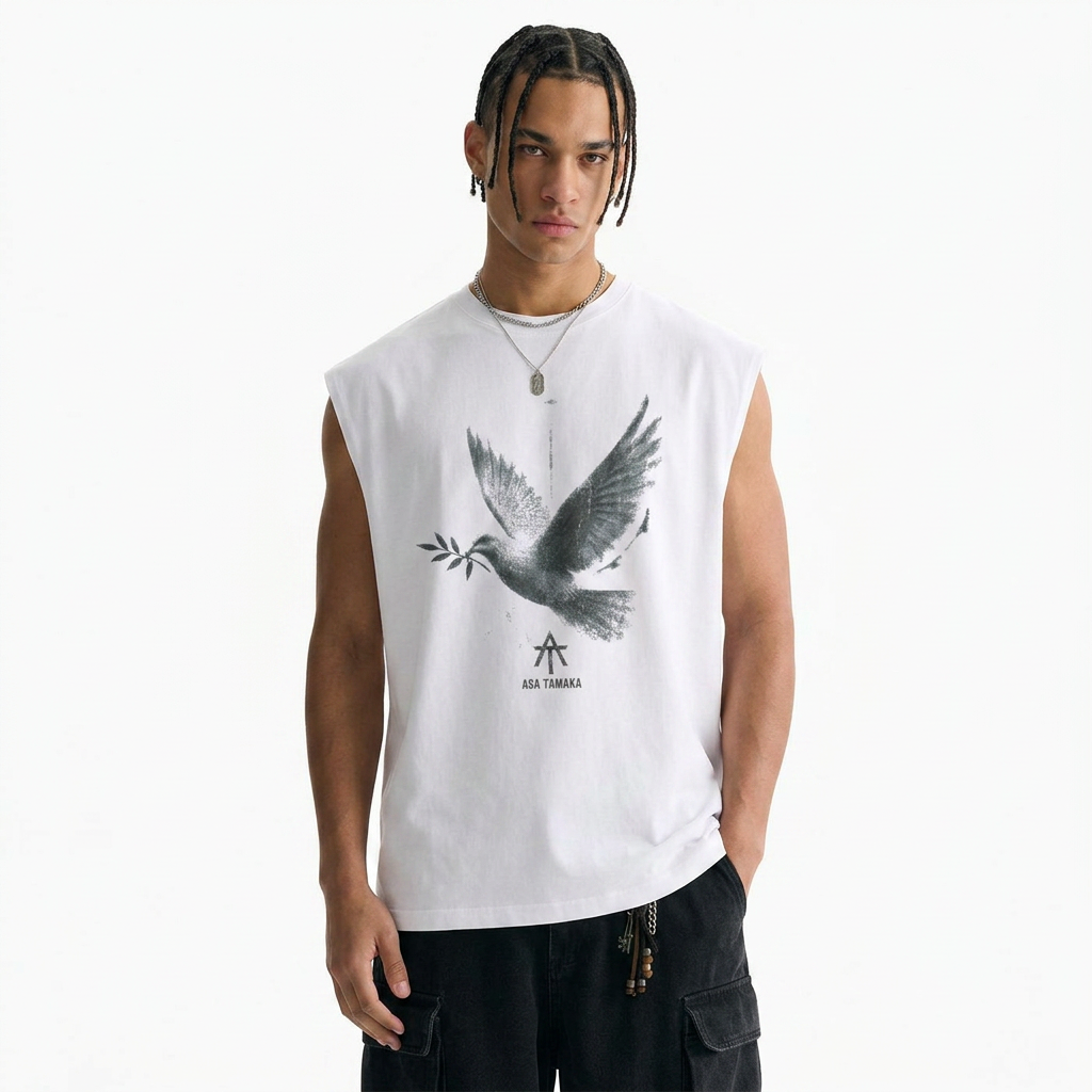 Raw Edge Tank Top - Peace Dove